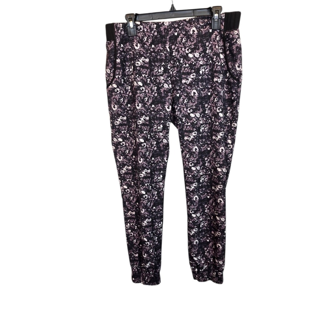 RED‎ Saks Fifth Avenue Jogger Pants Womens Medium Purple Black Floral Abstract